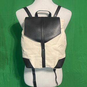 Deux Lux Canvas and Vegan  Leather  - Black and Cream backpack